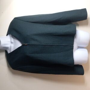 Vintage Dark Green Pendleton lined Wool Blazer w brass zipper closure Jacket 12